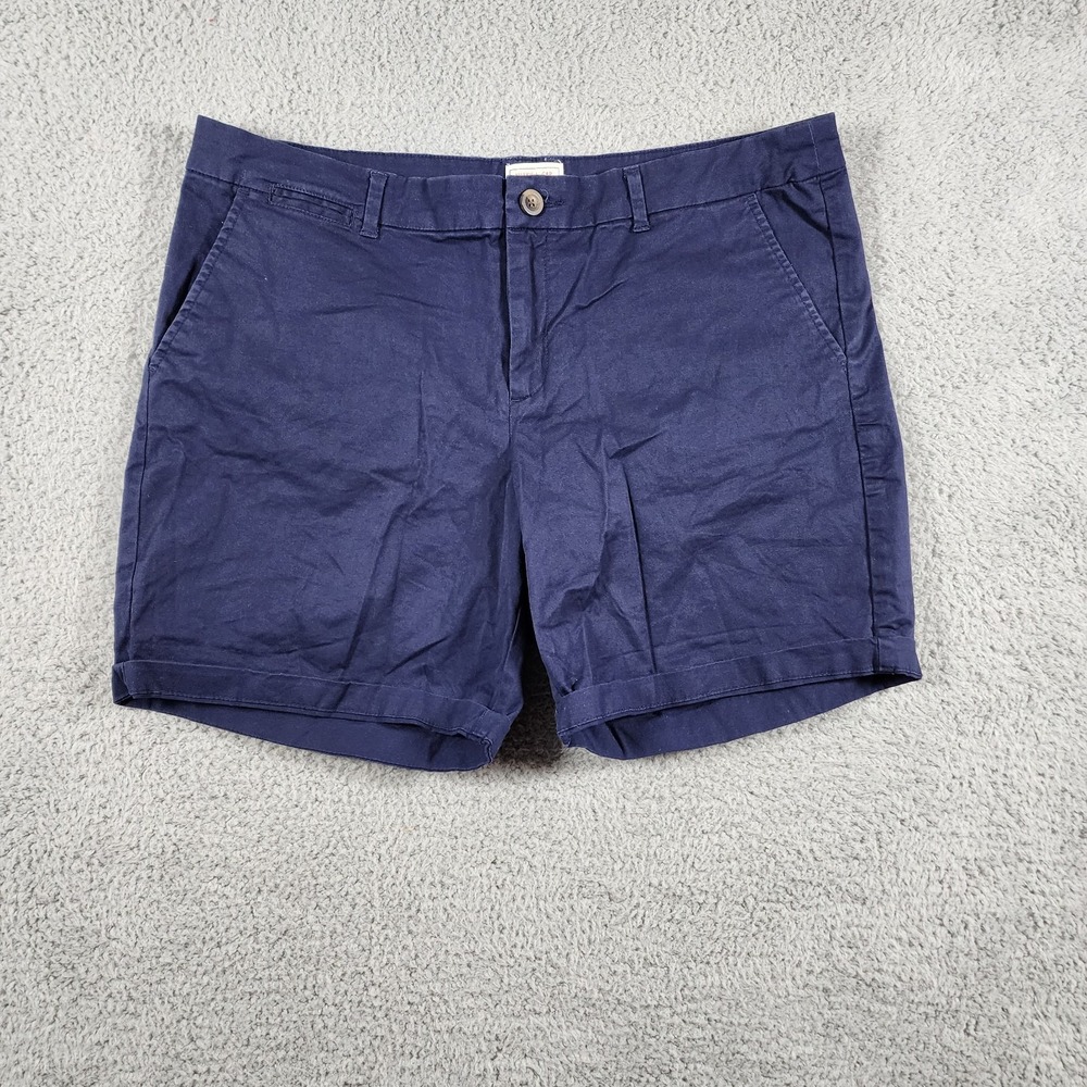 Khakis By Gap Boyfriend Shorts Womens 14 Navy Blue Cotton Stretch Slash Pockets